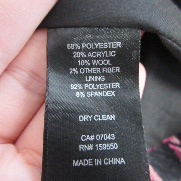 Rachel Zoe Women's Tweed Blazer Jacket L Black Pink Plaid Wool Blend Career 1126 - Picture 4 of 11